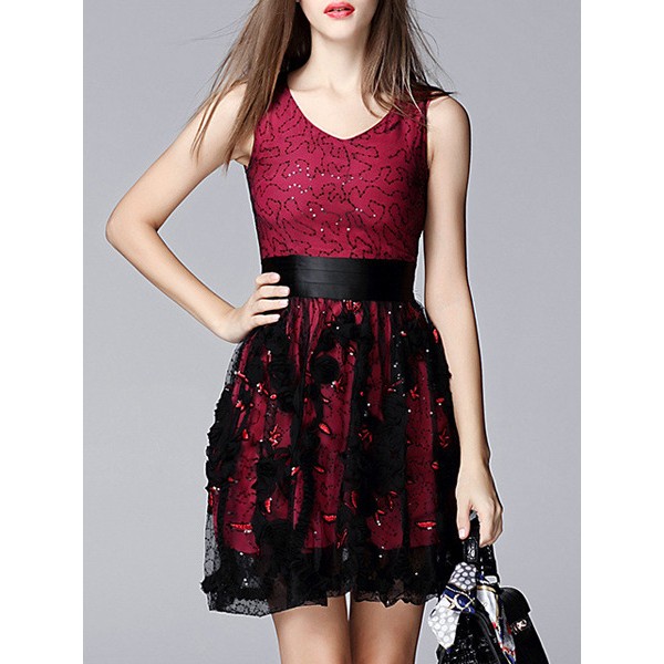 red black lace dress