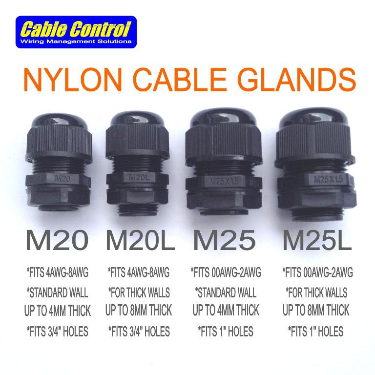 2 x Watertight Nylon 33mm Fairlead Gland for 4-8mm Cables Osculati 14.185.95 