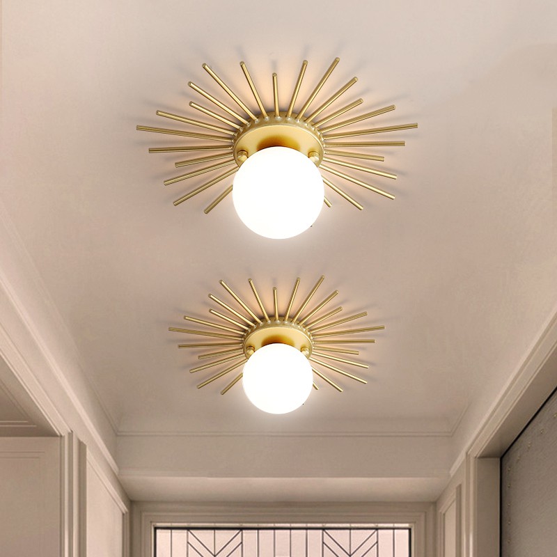 halt Rede butik Nordic Round Glass Ceiling Lights Sun Shape Gold Metal G9 Modern LED  Hallway Ceiling Lights for | Shopee Philippines