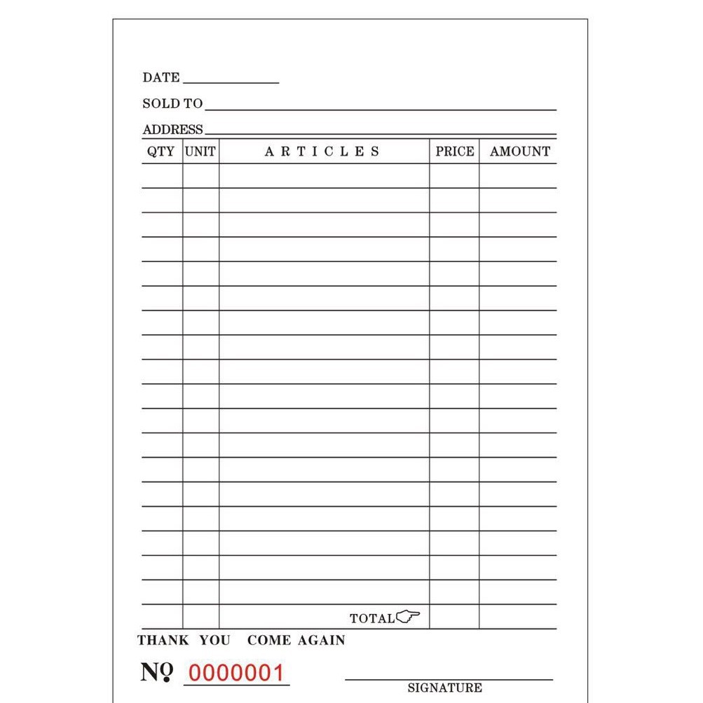 Untitled Receipt BIG 19cmx13cm Carbonless Duplicating Paper Shopee