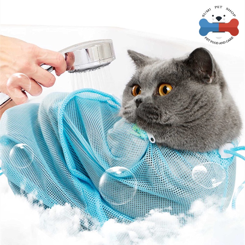 Cat Bathing Bag Cat Grooming Bath Bag Cat Washing Bag Biting Restraint ...