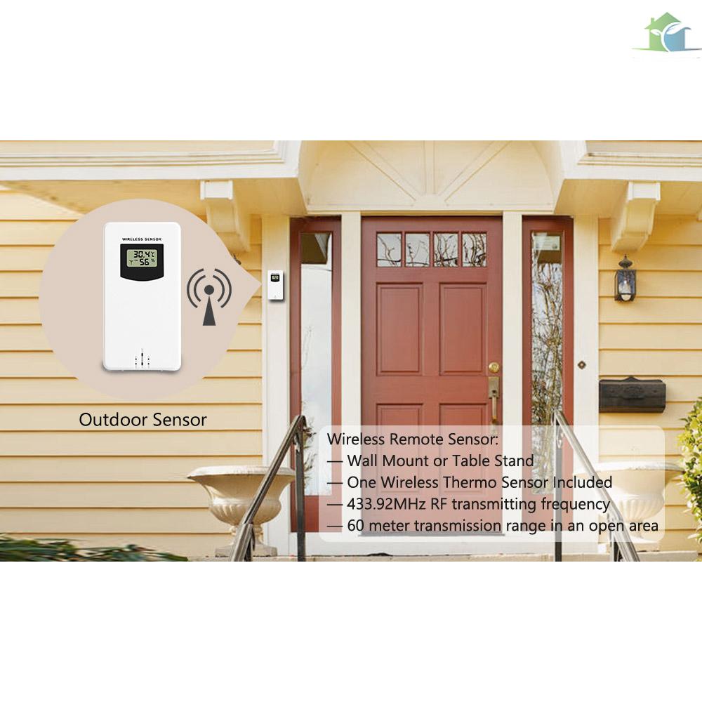 Lowest priceColor Weather Station Indoor/Outdoor Wireless Temperature Humidity Barometer Thermometer Hygrometer Electronic Desk Table Clocks Weather Forecast with Outdoor Sensor