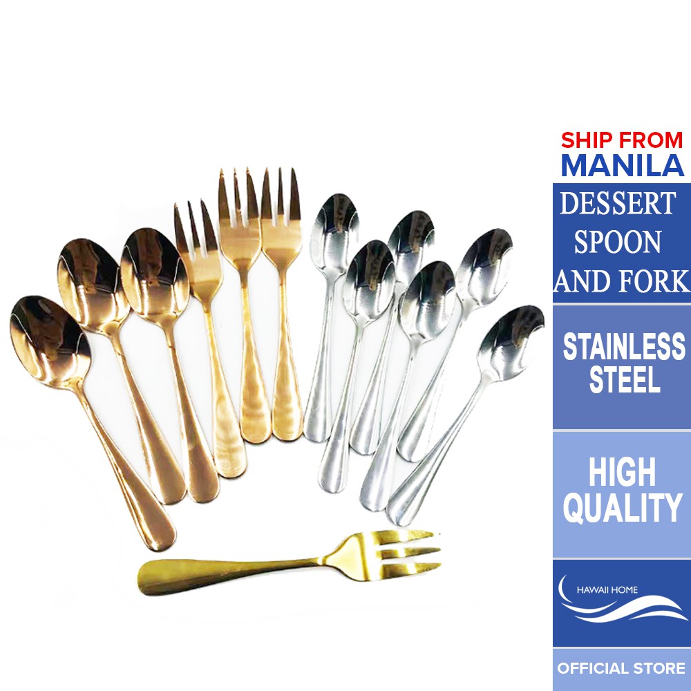 Dessert Spoon And Fork Colorful Series High Quality Stainless New