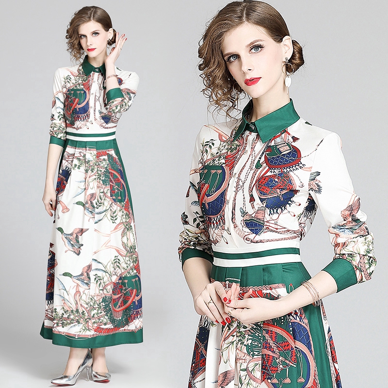 white printed maxi dress