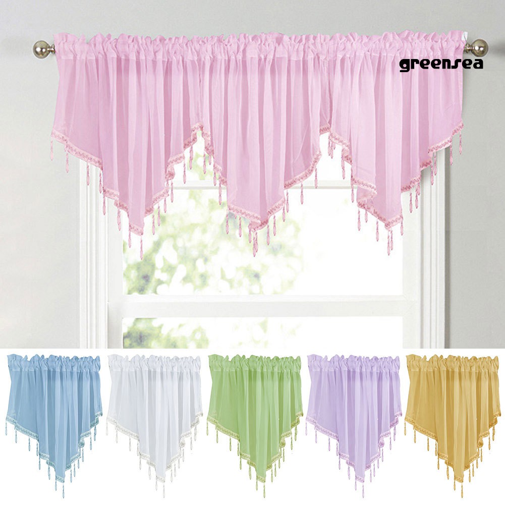 GR+Solid Color Triangle Shape Kitchen Short Curtain Window ...