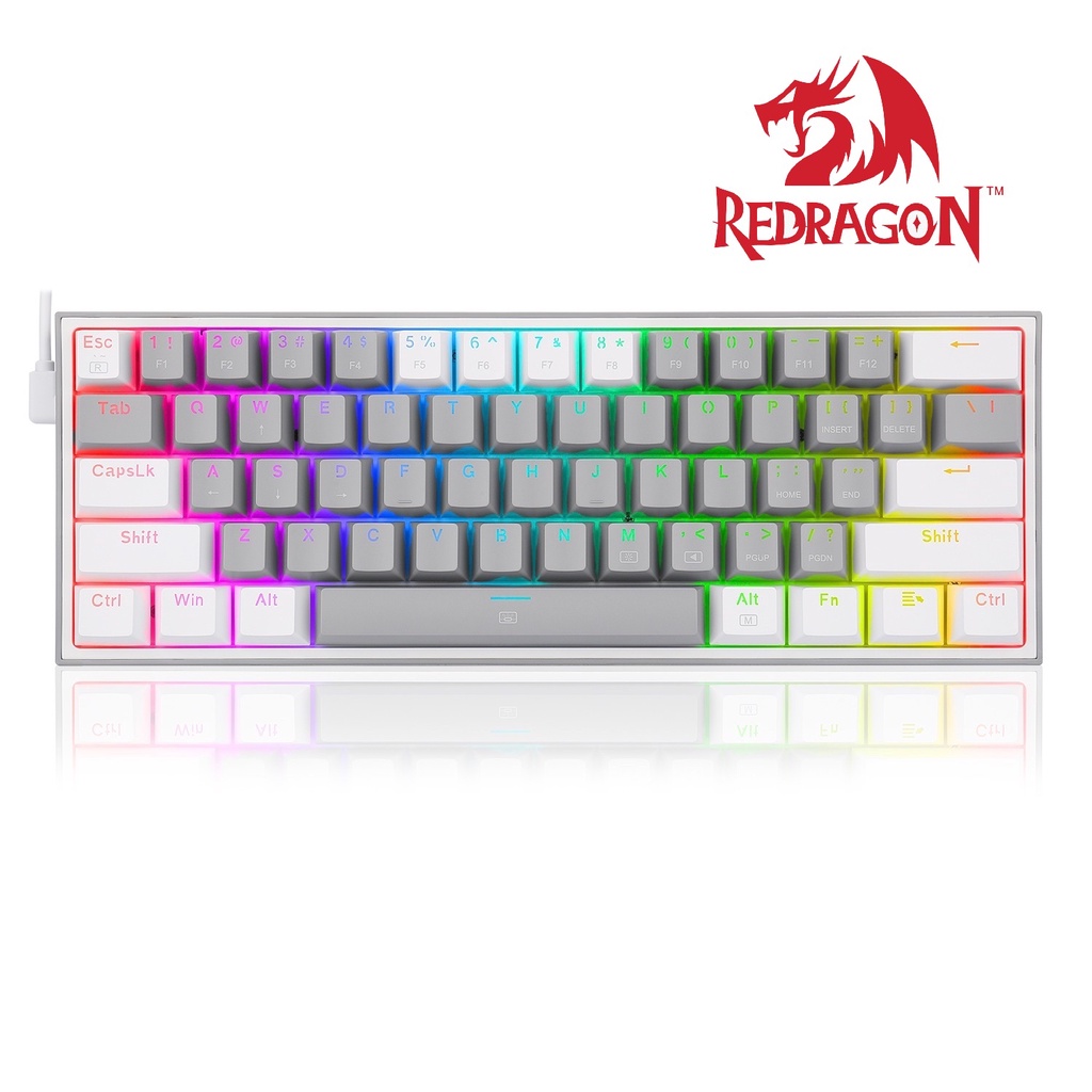 Redragon K617 RGB Fizz Grey-White/Pink-White 60% Wired RGB Gaming ...