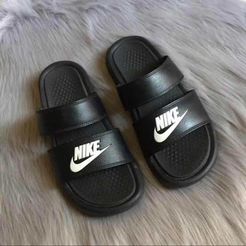 Nike double strap slides hotsell