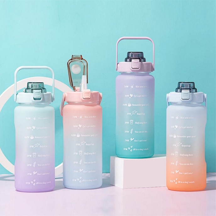 Drinking Bottle Motivation Pastel Cute Time Motivation Water 2 Liters ...