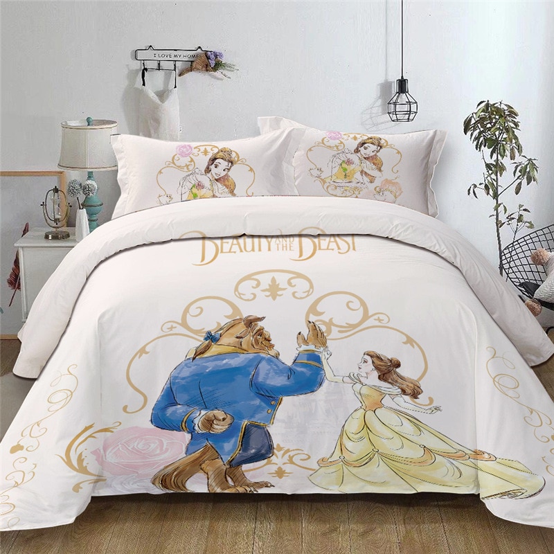 Cartoon Disney Queen King Size, Beauty And The Beast Bedding King Size