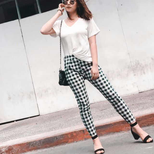 striped checkered pants
