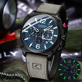 Curren Men's Watches Fashion Casual Quartz Sporty Wristwatches 2021 Male Chronograph Leather Luminous Waterproof Watch 8398l #4