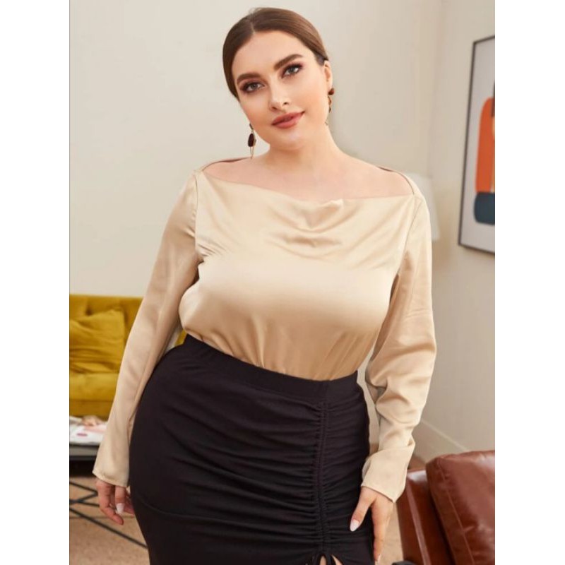 Shein Curve Cowl Neck Satin Top Shopee Philippines