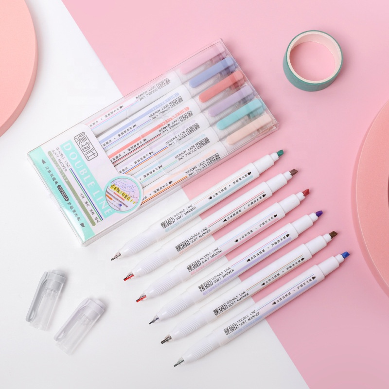 DOUBLE END HIGHLIGHTER BALLPEN MARKER DOUBLE LINE BALLPEN FOR JOURNALS