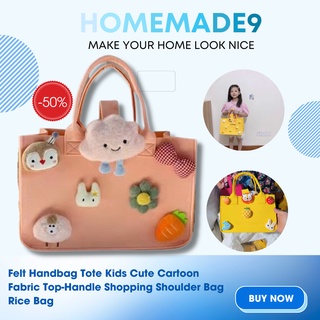 Felt Handbag Tote Kids Cute Cartoon Fabric Top-Handle Shopping Shoulder Bag Rice Bag Homemade9
