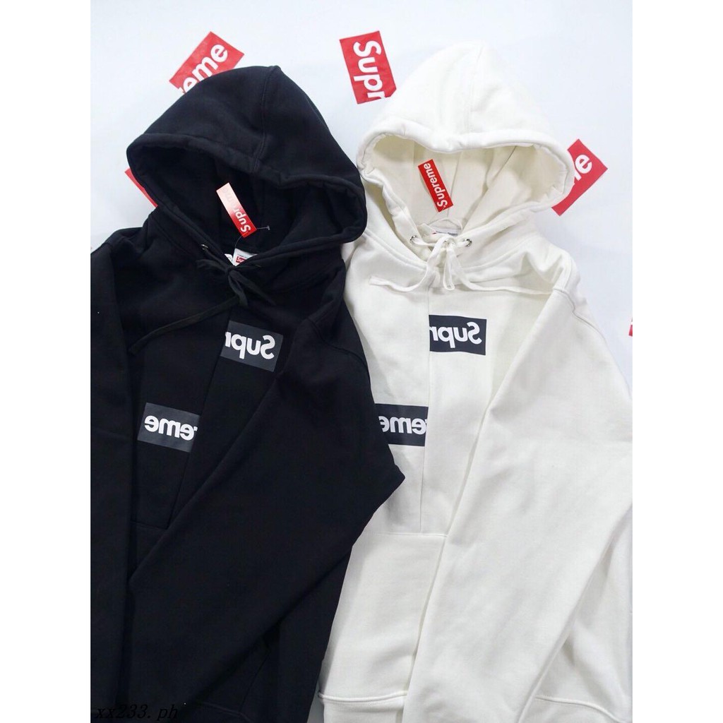 Supreme 18fw X Cdg Split Box Logo Hoodie Sweater Shopee Philippines