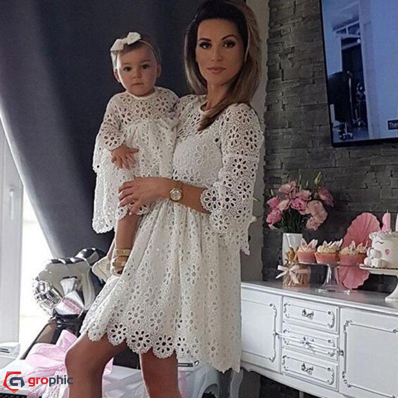 lace dress for baptism mom
