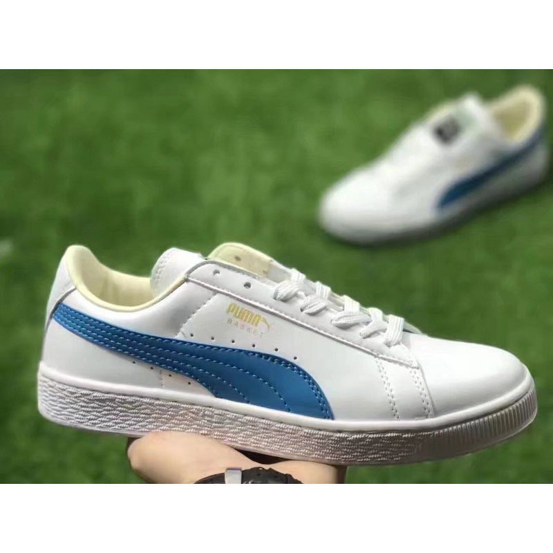white blue puma shoes