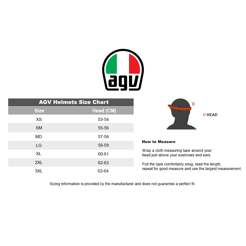 agv helmet measurement Pista GP RR Intrepido Matte Carbon/Black/Red L Its shapes and metal ventilation slots have been analyzed in a wind tunnel and tested by AGV athletes to achieve the best aerodynamic penetration and maximum stability at high speeds AGV Helmets Size Chart 