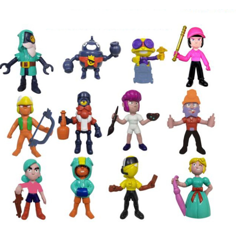 8pcs Set Brawl Stars Action Figure Crow Shelly Leon Mortis Cake Topper Toy Gifts Tv Movie Video Game Action Figures - leon brawl stars mortis