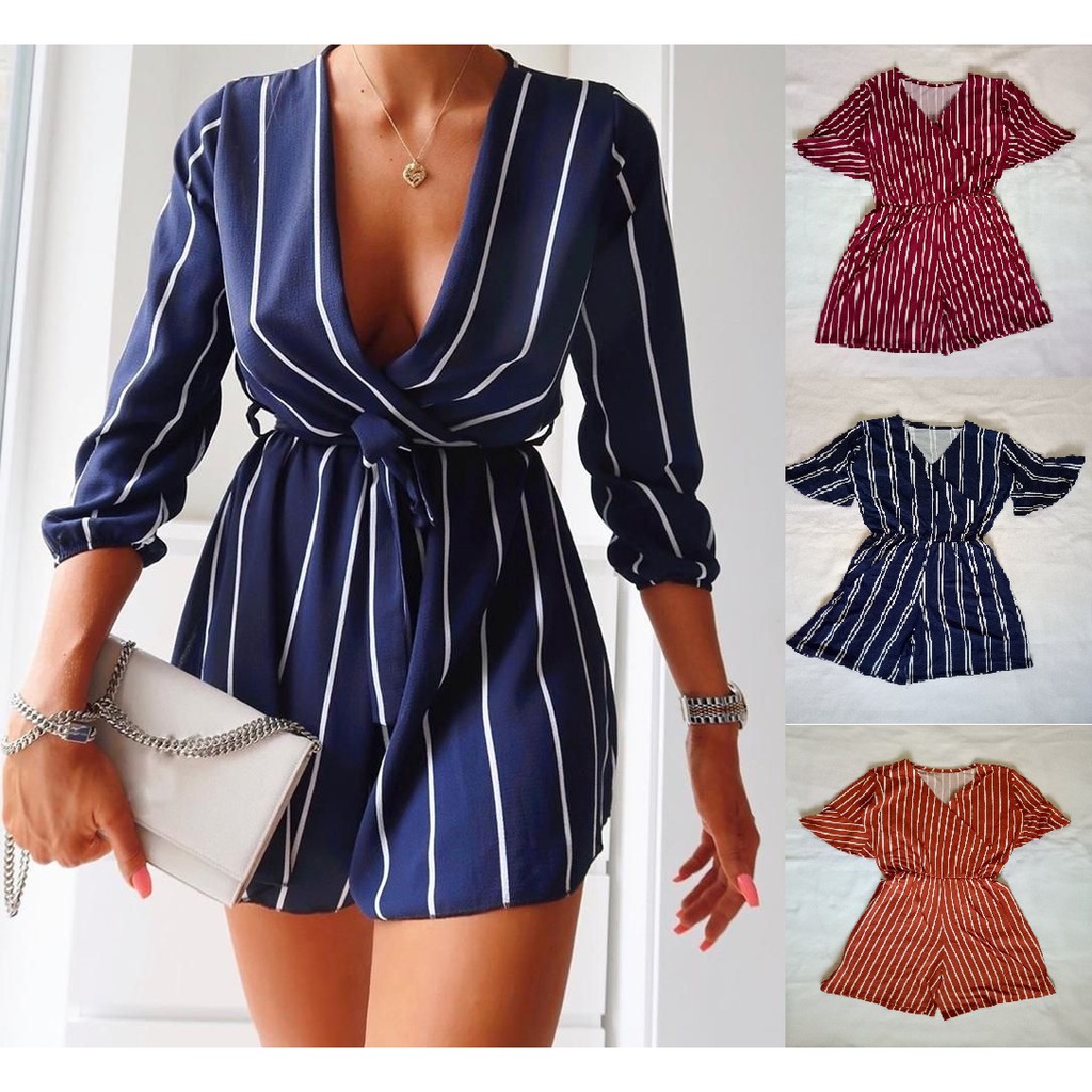 striped romper shorts