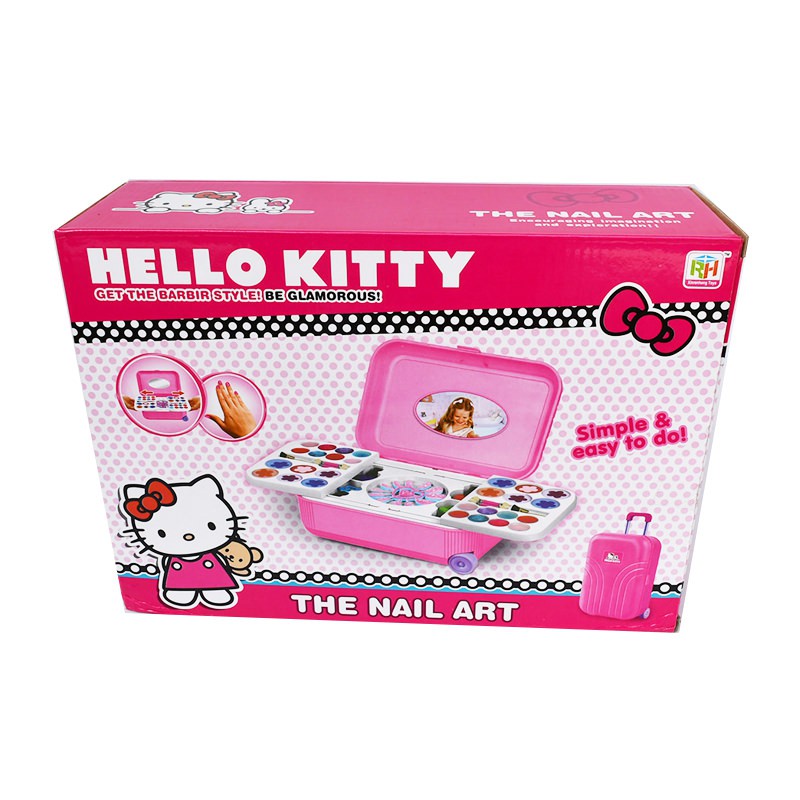 Hello Kitty Nail Art Makeup Set in Trolley Case Kids Toys | Shopee  Philippines