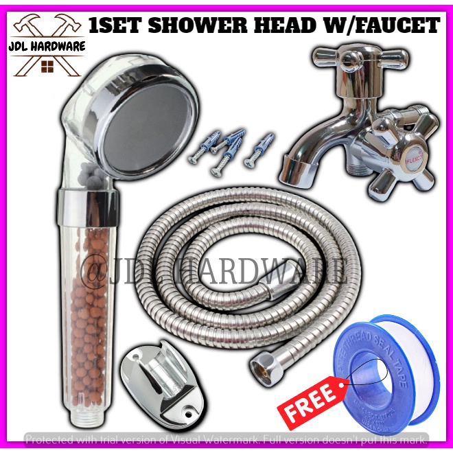 0516+0604+0502+T 1SET Spa Energy Shower Head Shower Set w/ 2 Way Faucet