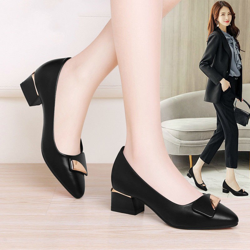 black fat heels
