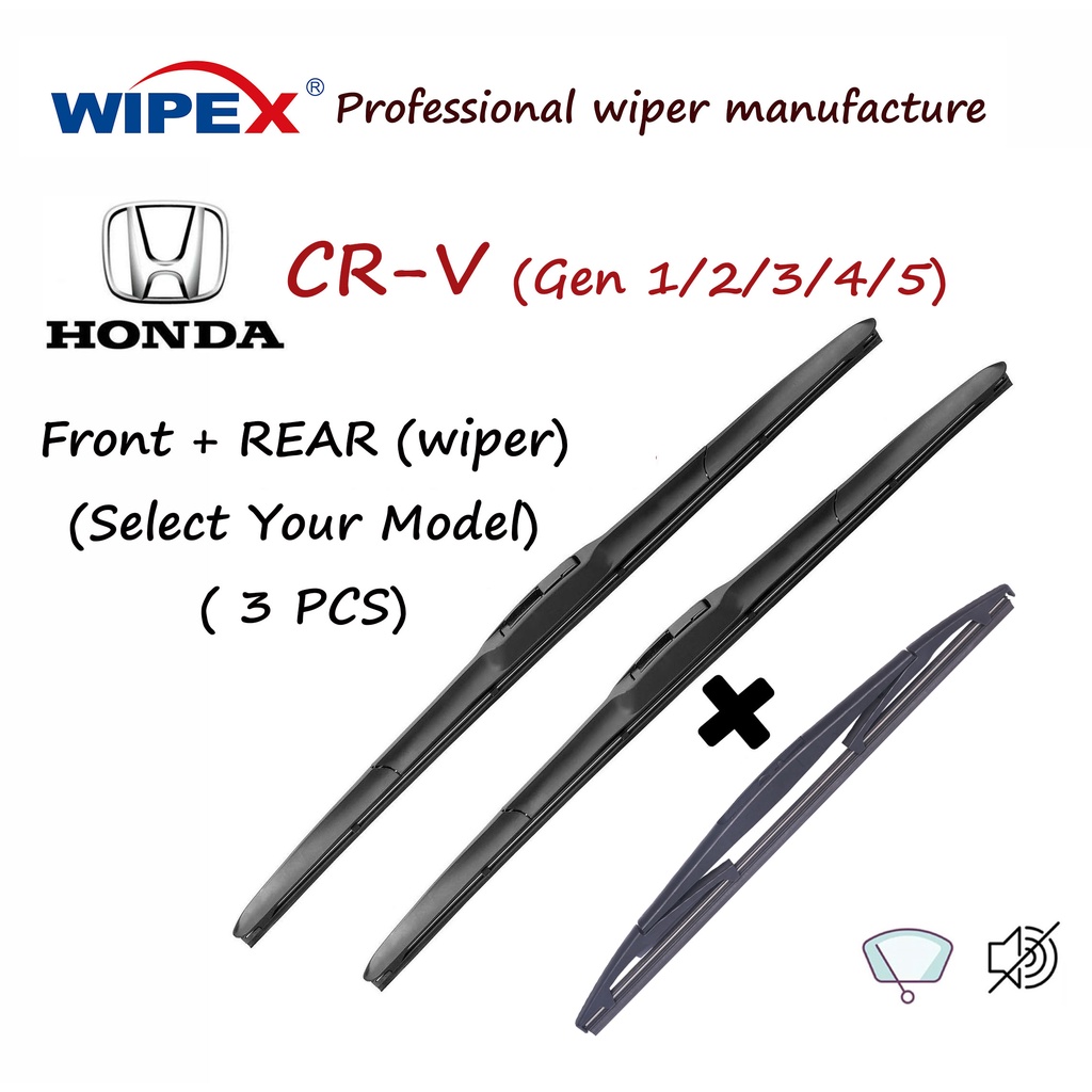 (Select Your Model) Honda CRV Wiper Blade Set (Front+Rear 3pcs) for Gen