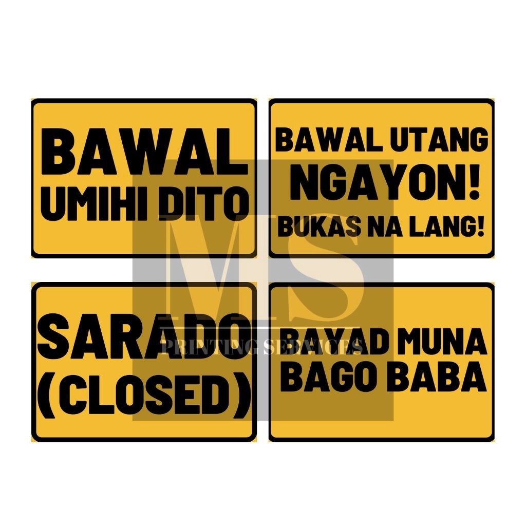 Tagalog Signages (Laminated A4 Size) | Shopee Philippines