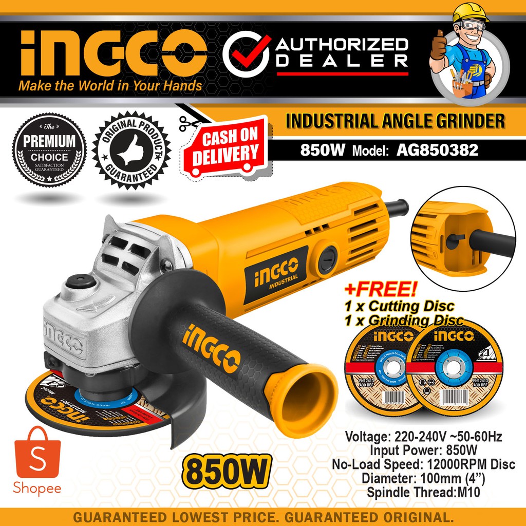 INGCO 850W, 4" Industrial Angle Grinder Shopee Philippines