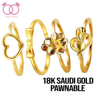 Twin Gold 18K Saudi Gold Pawnable Elegant Ladies Ring (AMPAW) GOLD-R04