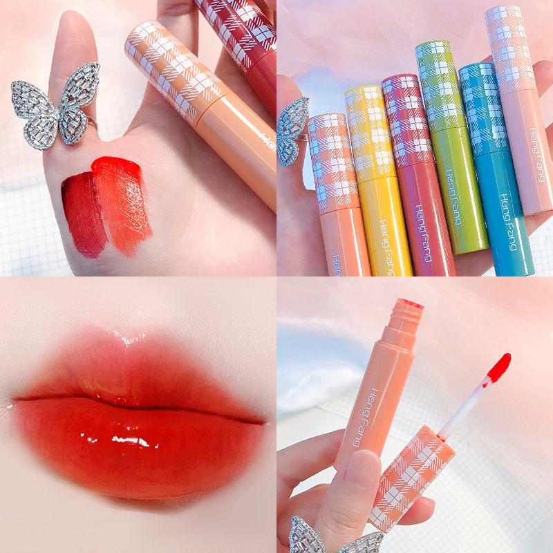 Lip gloss shiny Lip Glaze red orange long lasting waterproof liquid ...