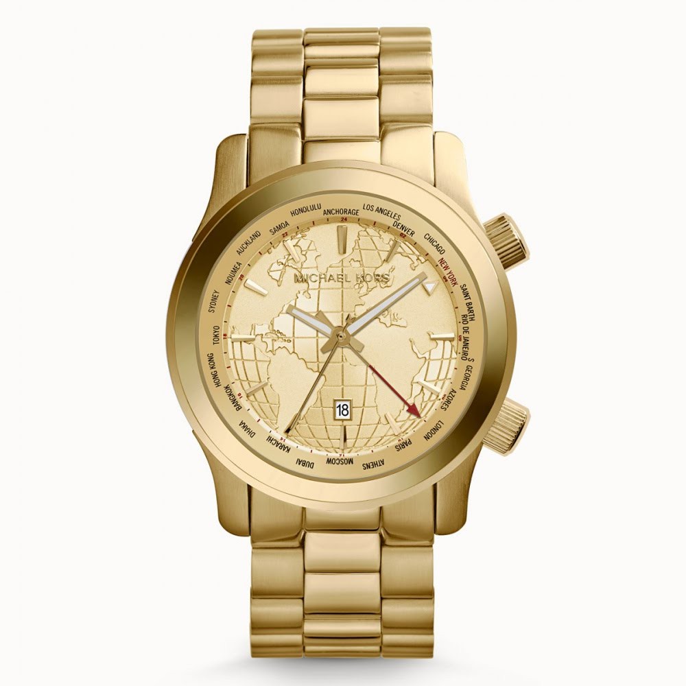 michael kors rose gold world map watch