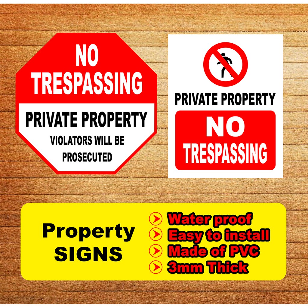 No Trespassing Private Property Signage - Vinyl Sign Board Sticker PVC ...