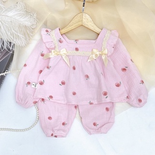 Long-sleeved Set For Girls With Soft Japanese muslin Fairy Wings Design With Lovely Colorful Motifs #1