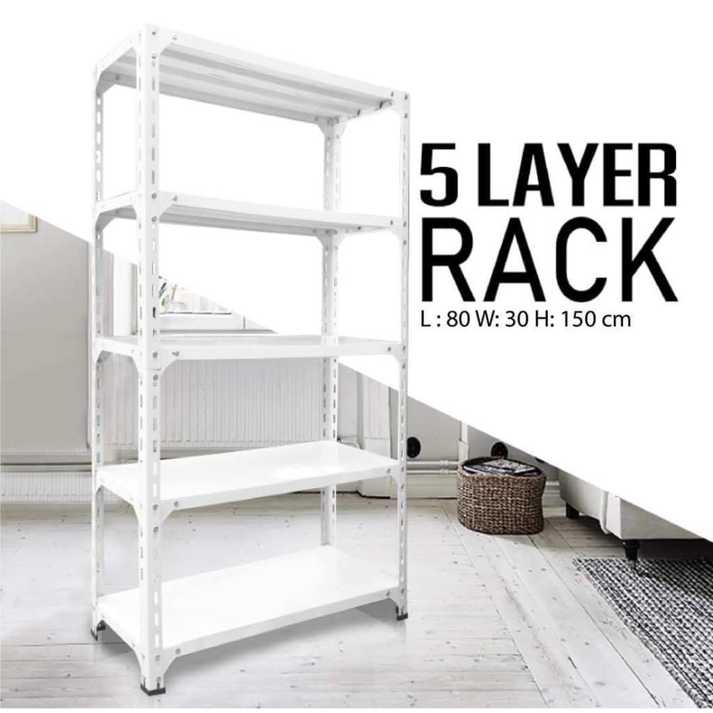 Adjustable Book Shelf Steel Rack Organizer space saver 5 Layers 80cm