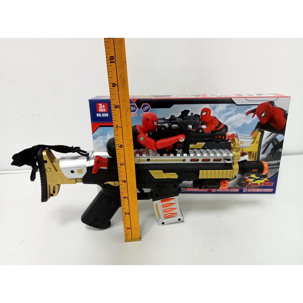 SPIDERMAN LIGHT GUN TOY WITH SOUNDS [BATTERY OPERATED DOUBLE AA] 998