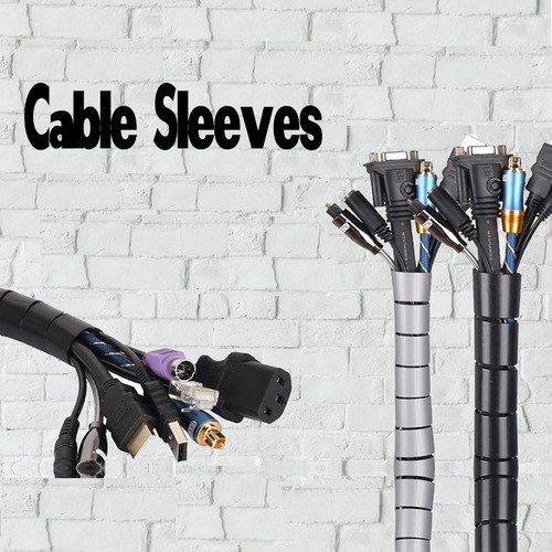 ready stock 2 Meters Cable Organizer Cable Sleeve,Cable Management Flexible Cord Bundler Wire Wrap for TV PC Office and Home