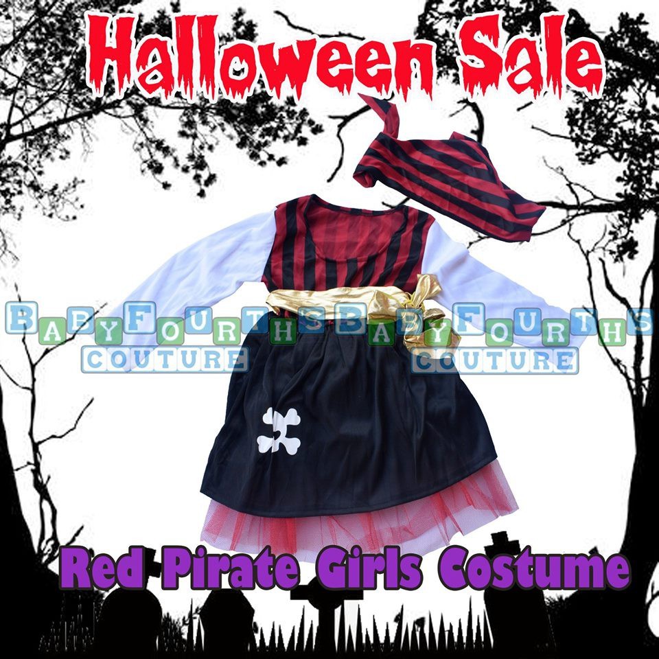 COD Red Pirate Girl Kids Halloween Costume Complete Set Shopee
