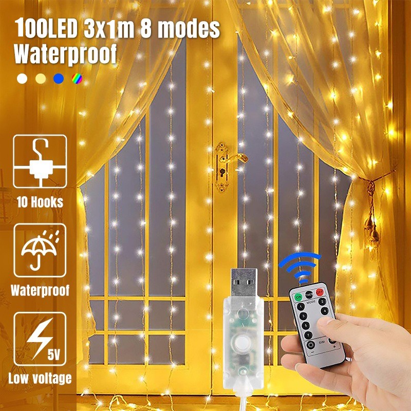 Remote Control Led Curtain Light, How To Hang Led Curtain String Lights