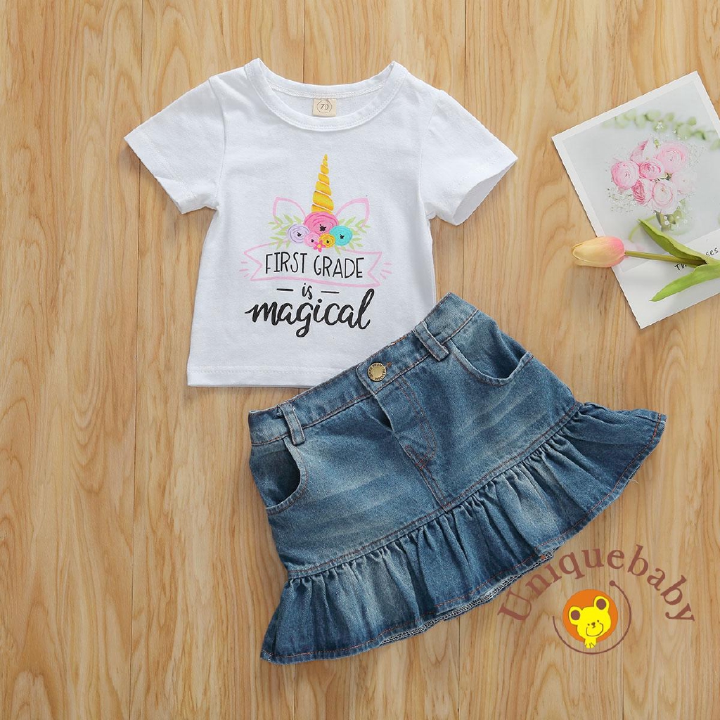 baby girl denim ruffle skirt