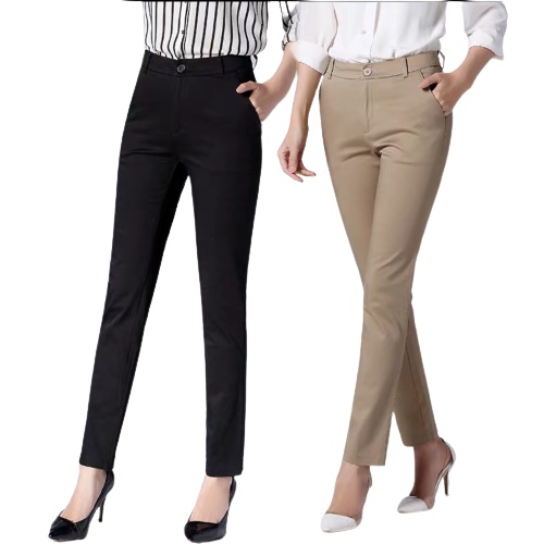 Black Slacks Pants for Women S-XL Stretchable Officewear Formal Pants ...