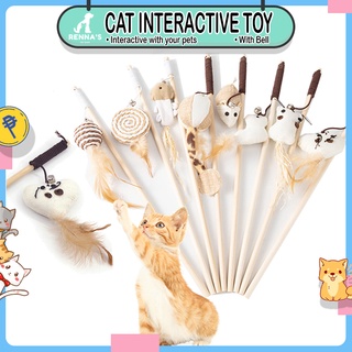 Renna's Cat Interactive Toy With Bell Wood Stick Cat Toys For Kitten Pet Toys For Cats Toy Set
