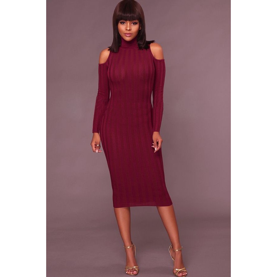 dark red midi dress