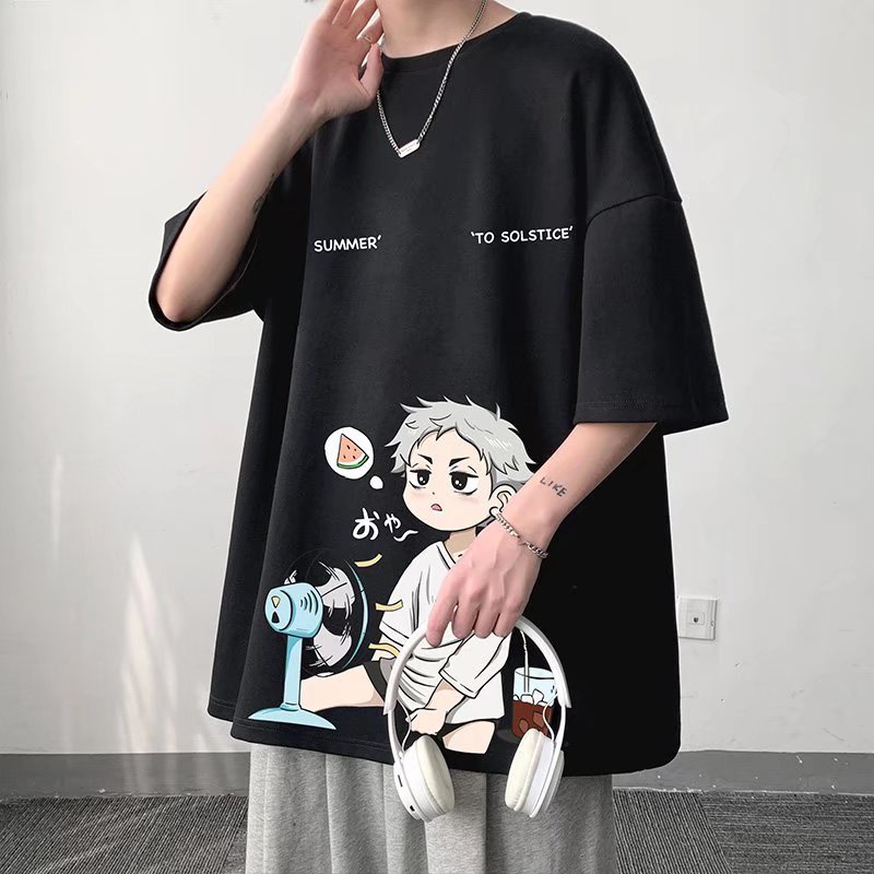Summer Korean Street Style T Shirt Anime Boy Design Print Casual Fashion  Korean Oversized Men's Shirt Black White Short Sleeve T Shirt Men's Top  Plus Size Unisex Apparel | Shopee Philippines