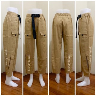 cargo pants with buckle belt
