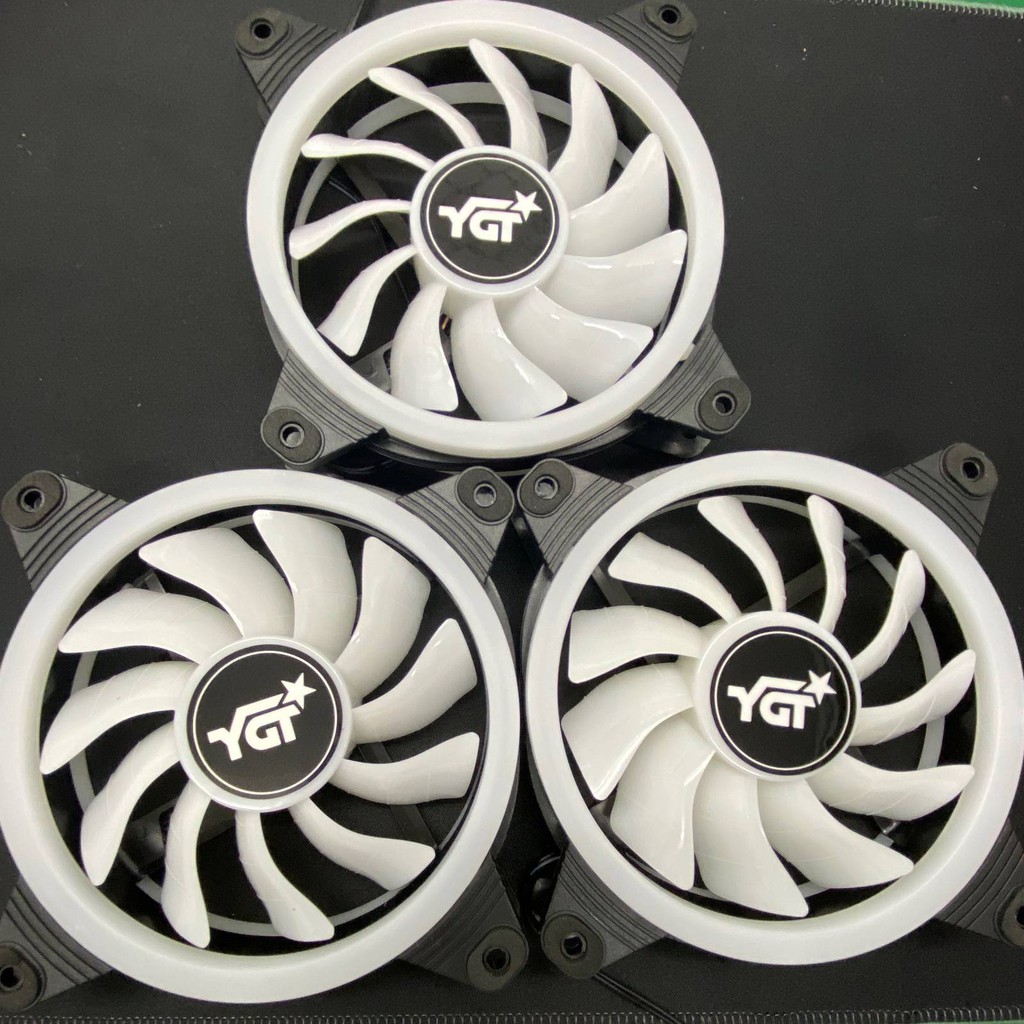 YGT FAN DOUBLE RING LED Rainbow 120MM Case Chassis Cooling Ring CPU Fan