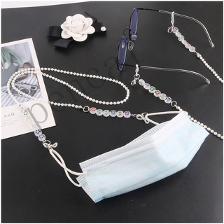 Ready Stock Glasses Chain Hanging Neck Mask Anti-lost Rope Dual-use Smiley Face Pearl Mask Lanyard