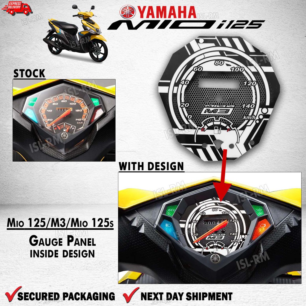 Yamaha Mio i 125 M3 Gauge panel inside design / speedometer dashboard panel face black and white