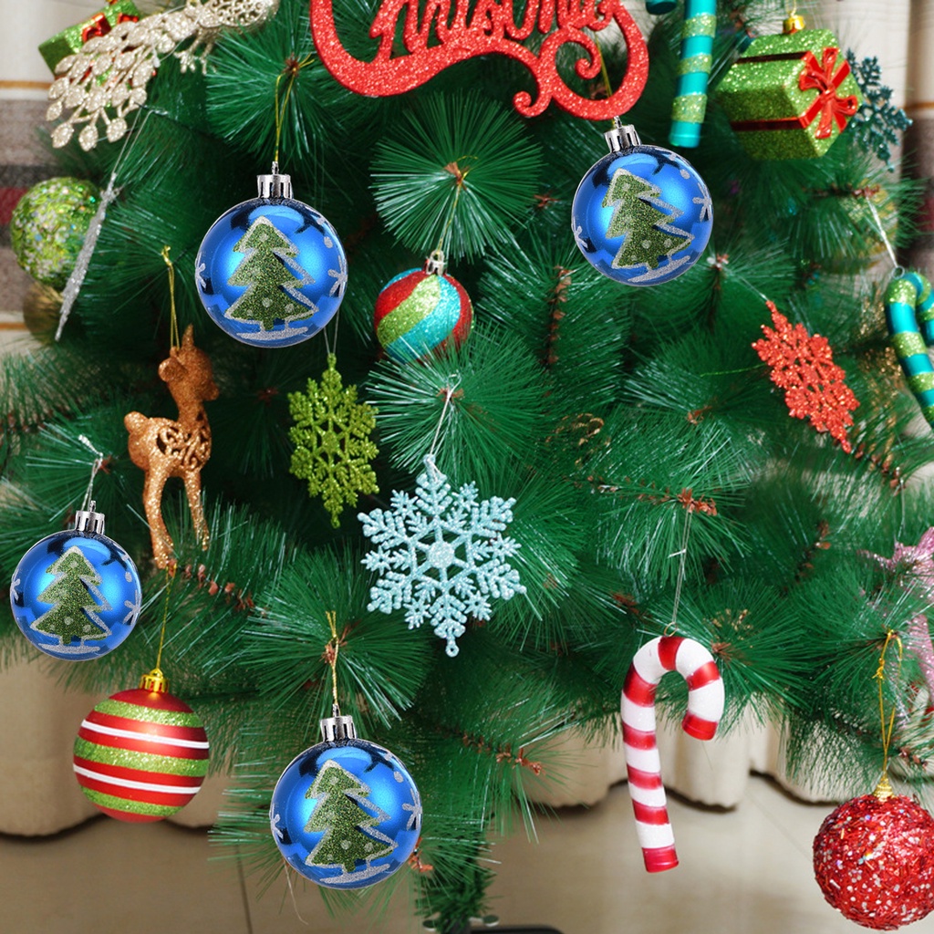 6PCS Christmas Balls Ornaments Baubles Xmas Tree Decor Drop Shot Painted Bright Wedding Party Home Hanging
